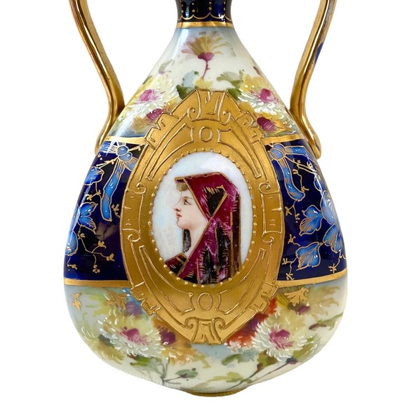 ANTIQUE RW RUDOLSTADT GERMANY PORCELAIN SMALL HAND PAINTED VASE - Picture 8 of 12